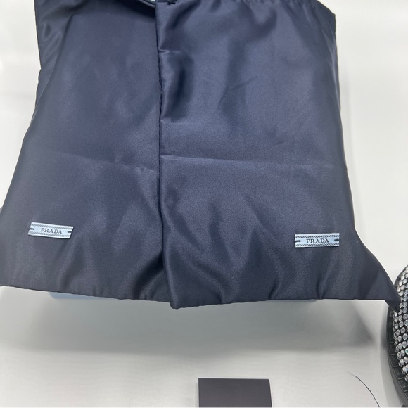 NIB PRADA  Crystal Logo Flat Loafers Size 37.5 - Picture 12 of 12